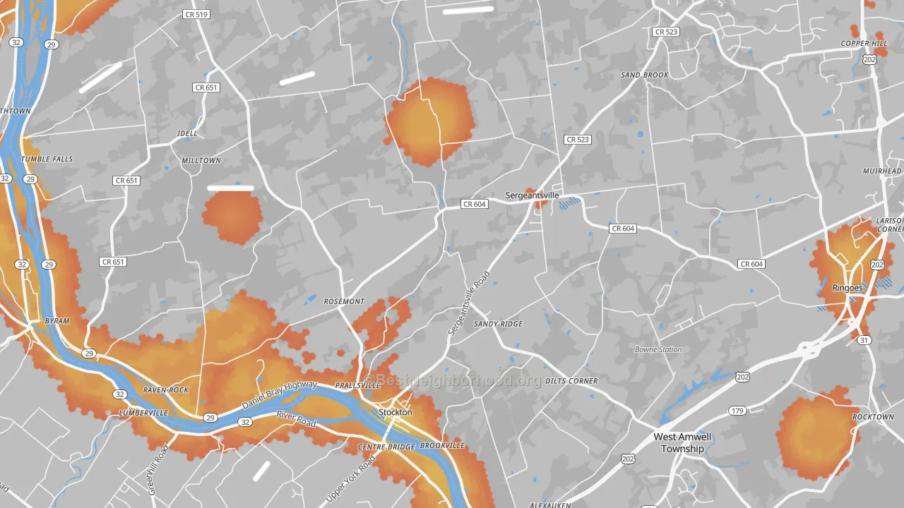 Bike Grade map of 08559, NJ