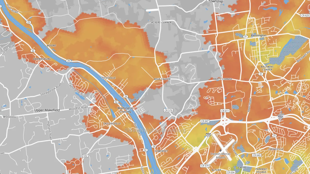Bike Grade map of 08560, NJ