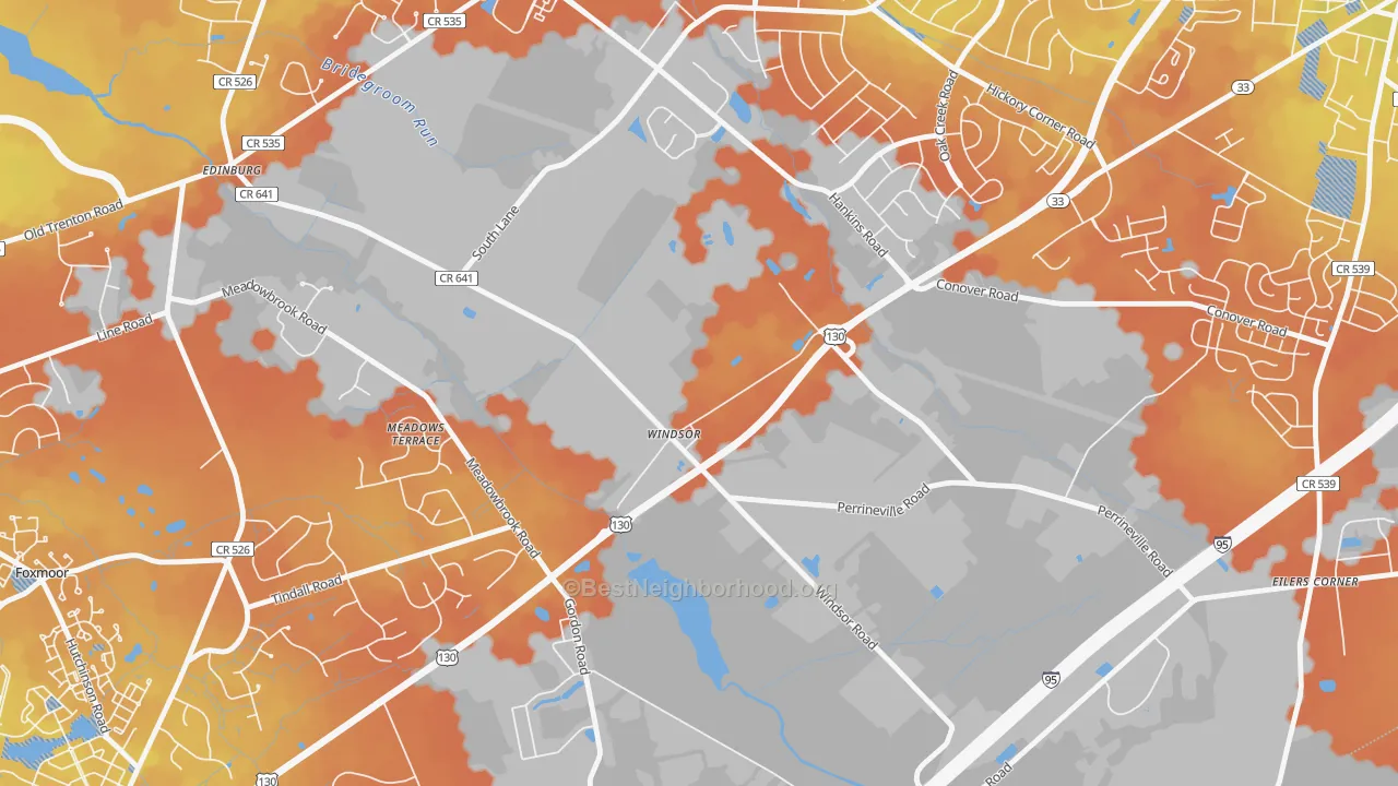 Bike Grade map of 08561, NJ