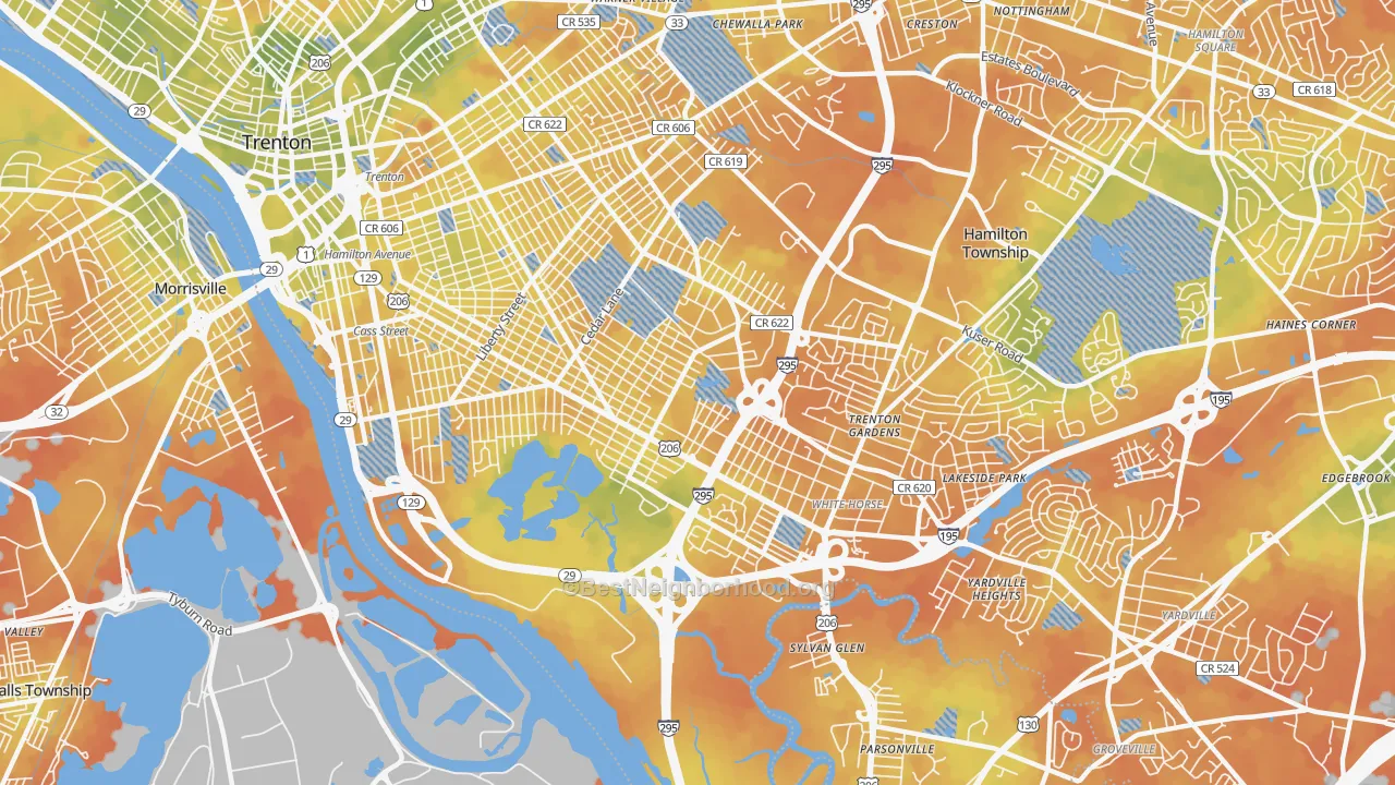 Bike Grade map of 08610, NJ
