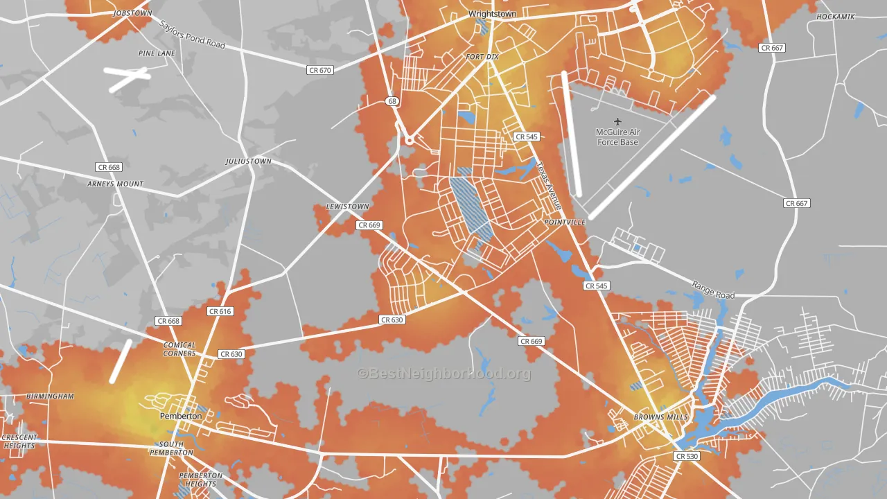 Bike Grade map of 08640, NJ