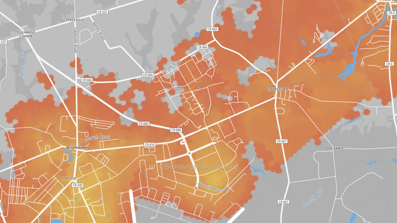 Bike Grade map of 08641, NJ