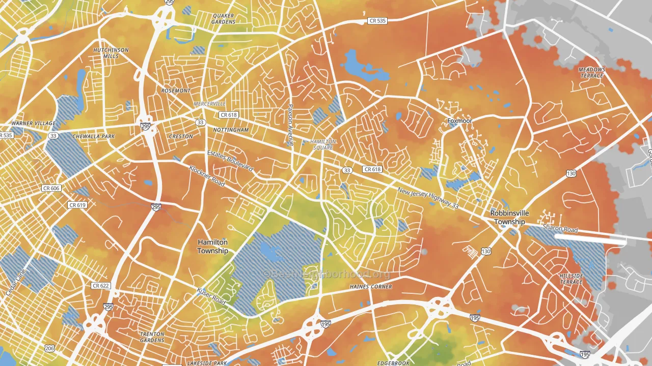 Bike Grade map of 08690, NJ
