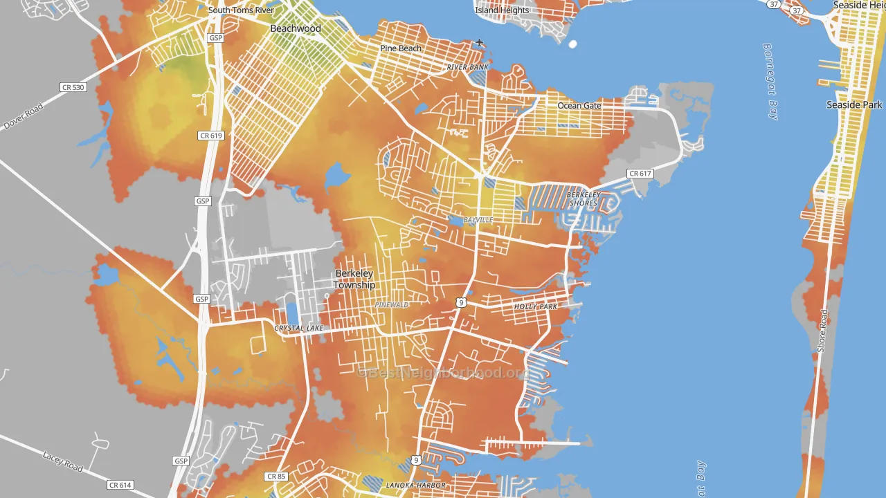 Bike Grade map of 08721, NJ