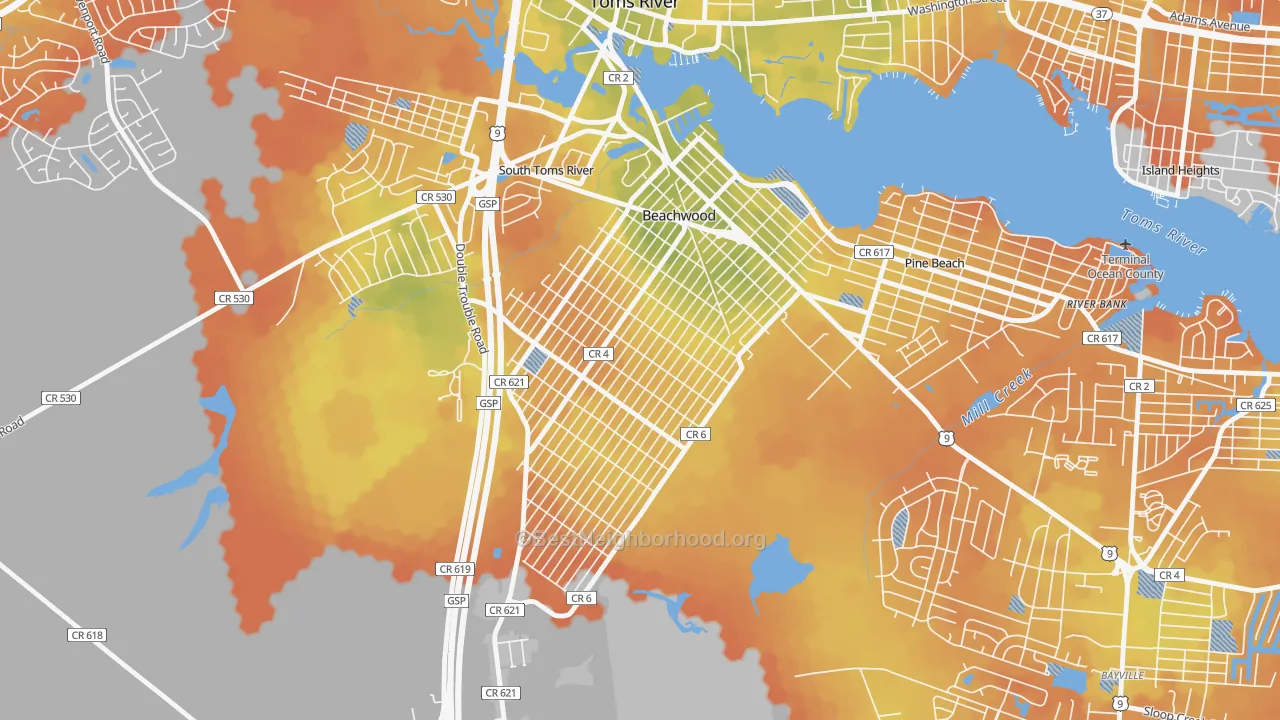 Bike Grade map of 08722, NJ