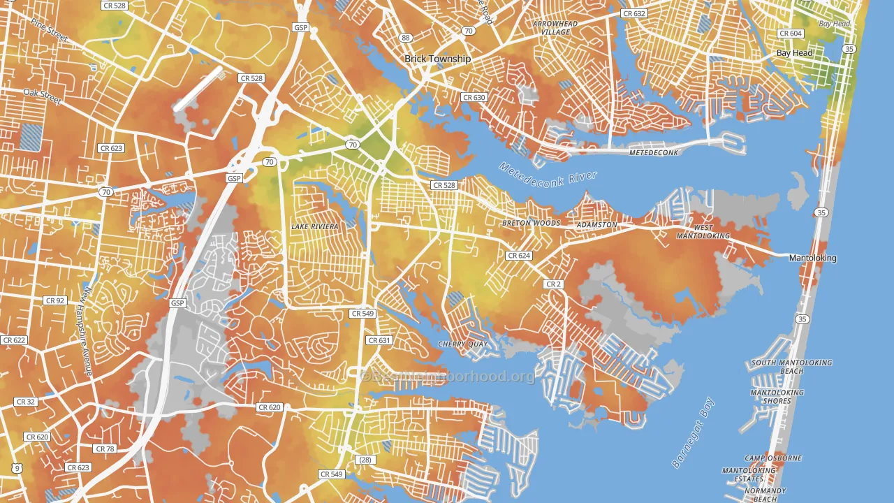 Bike Grade map of 08723, NJ