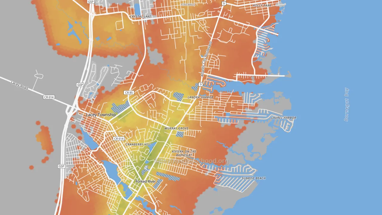 Bike Grade map of 08734, NJ