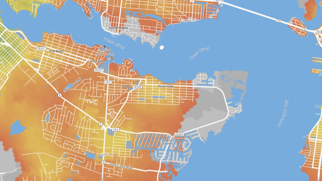 Bike Grade map of 08740, NJ