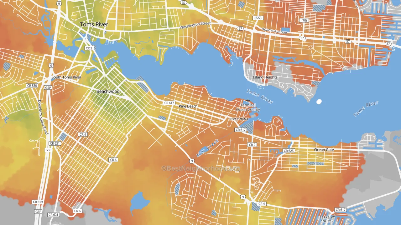 Bike Grade map of 08741, NJ