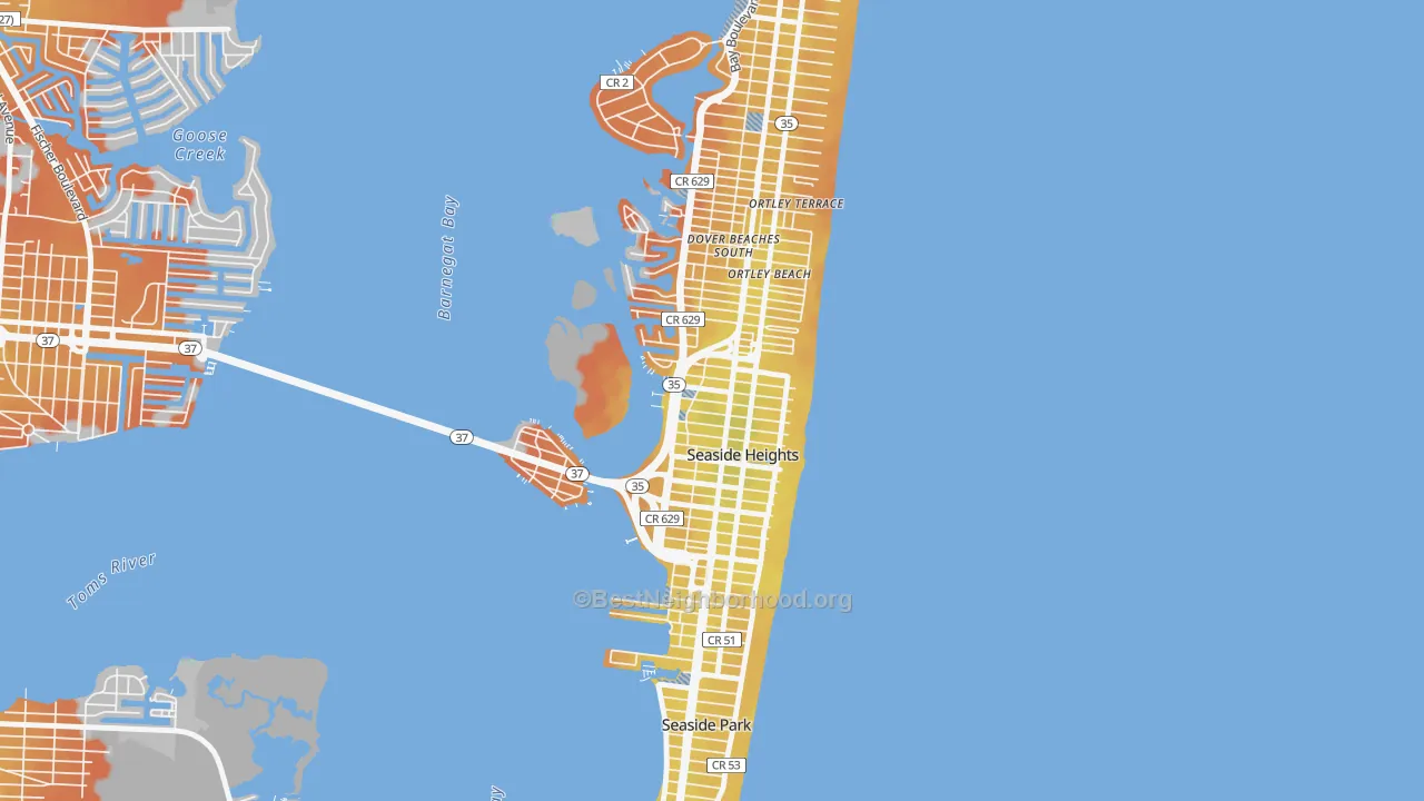 Bike Grade map of 08751, NJ