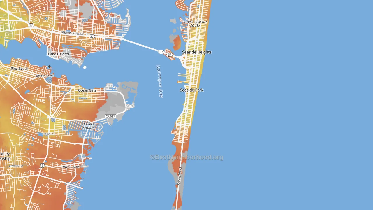 Bike Grade map of 08752, NJ