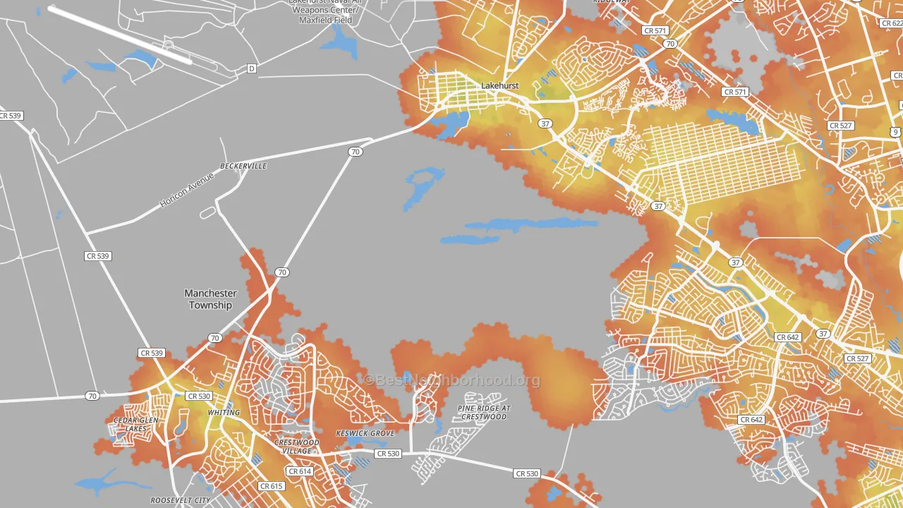 Bike Grade map of 08759, NJ