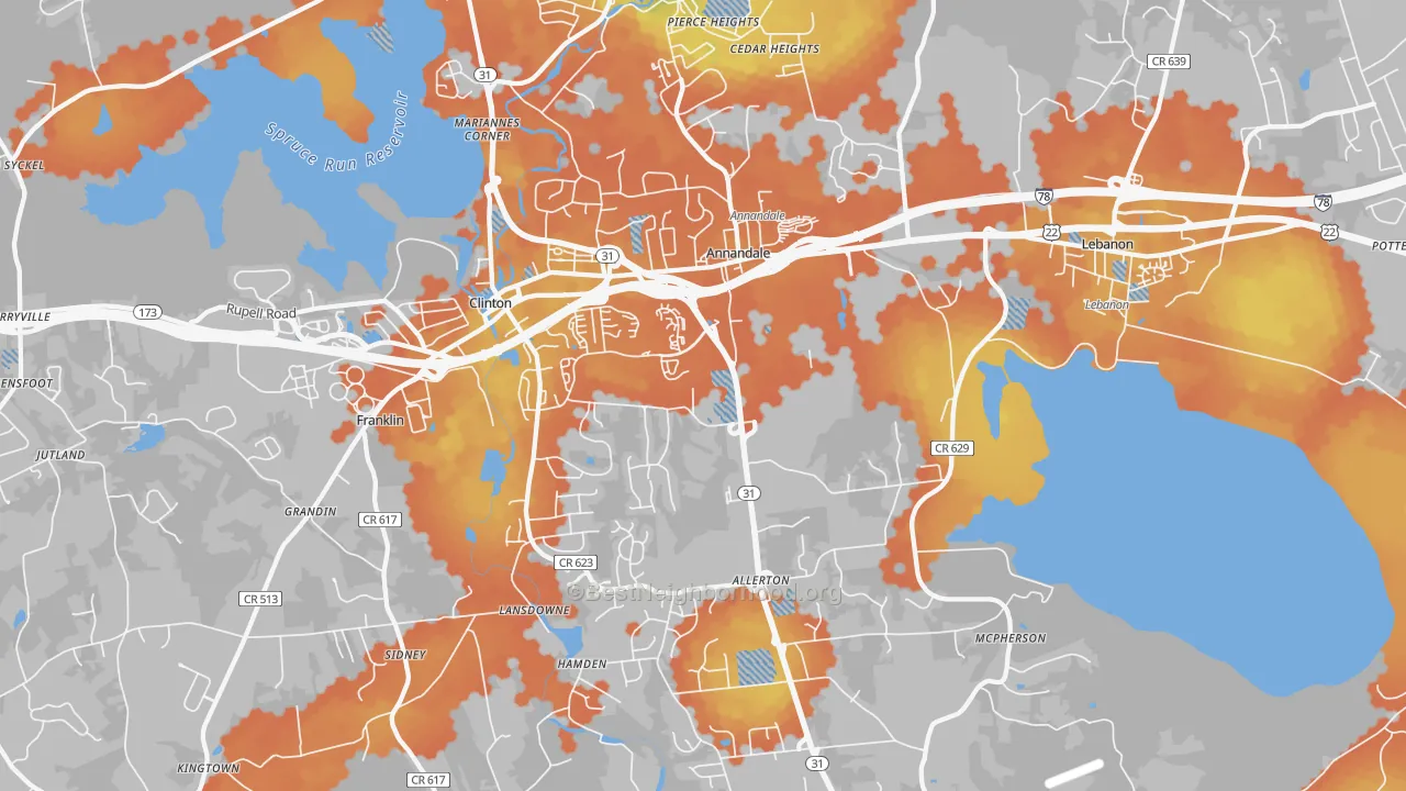 Bike Grade map of 08801, NJ