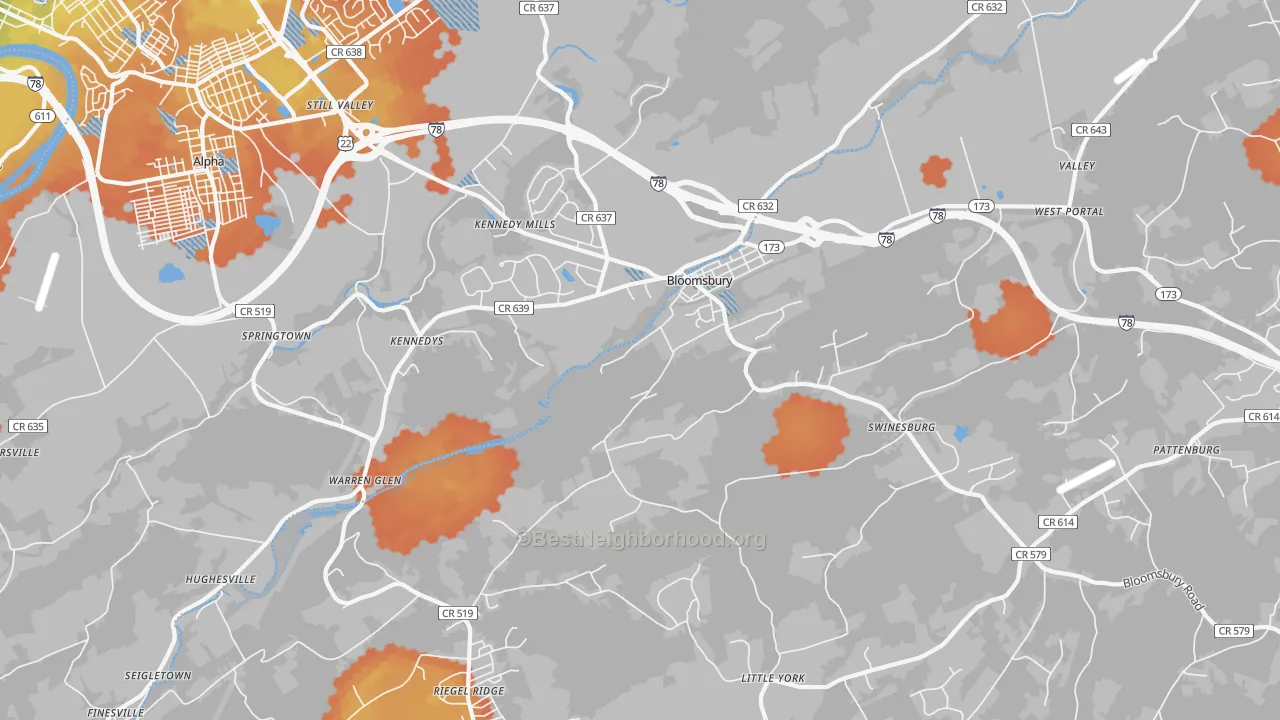 Bike Grade map of 08804, NJ