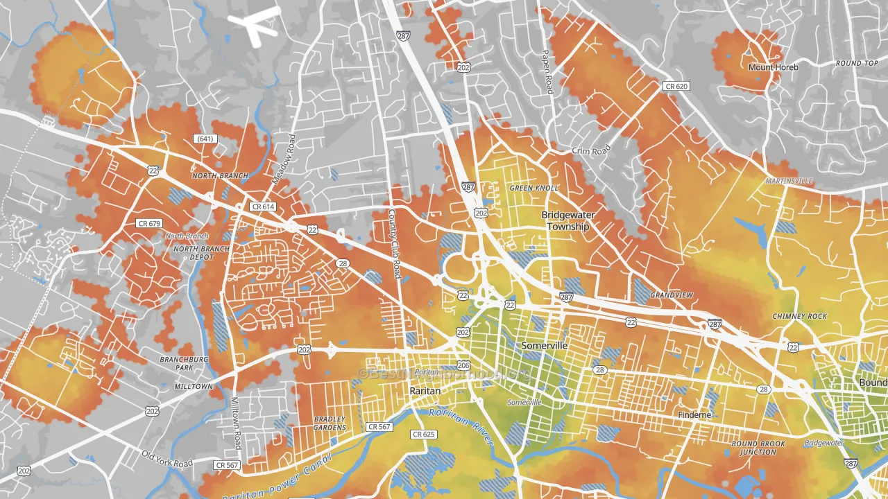 Bike Grade map of 08807, NJ