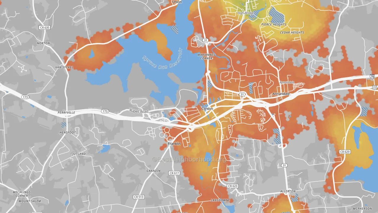 Bike Grade map of 08809, NJ