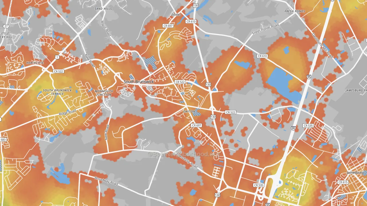 Bike Grade map of 08810, NJ