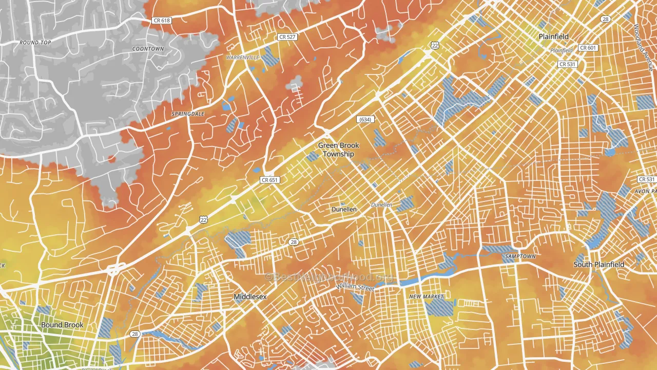 Bike Grade map of 08812, NJ