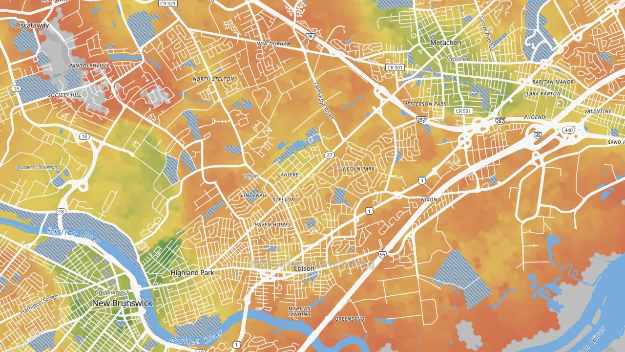 Bike Grade map of 08817, NJ