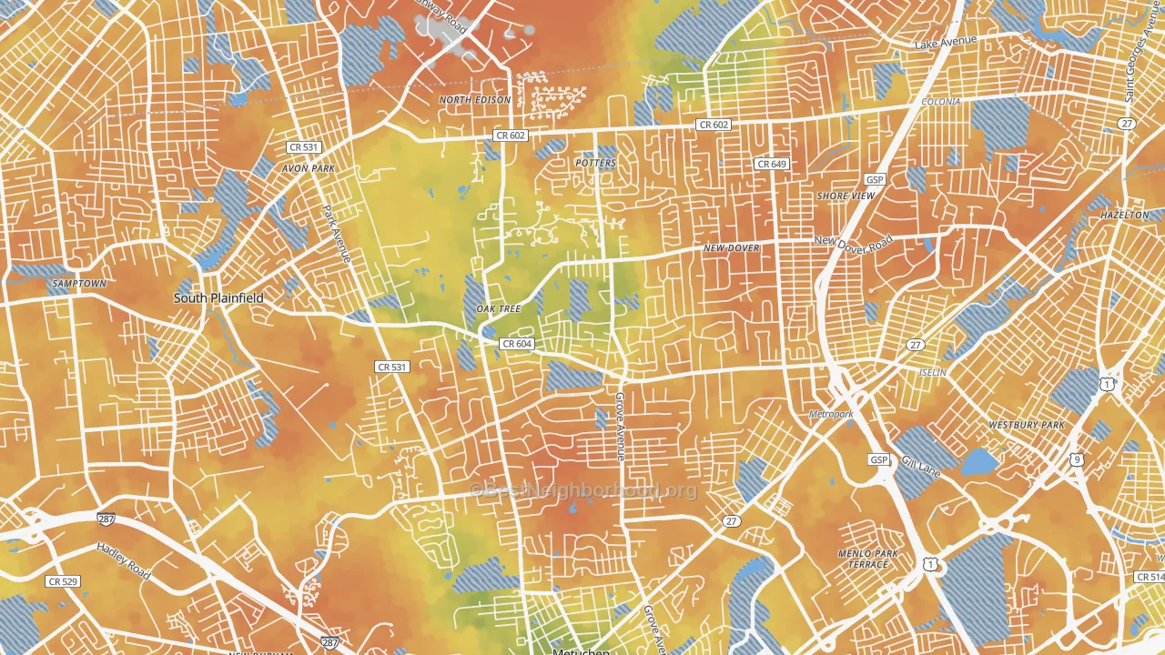 Bike Grade map of 08820, NJ