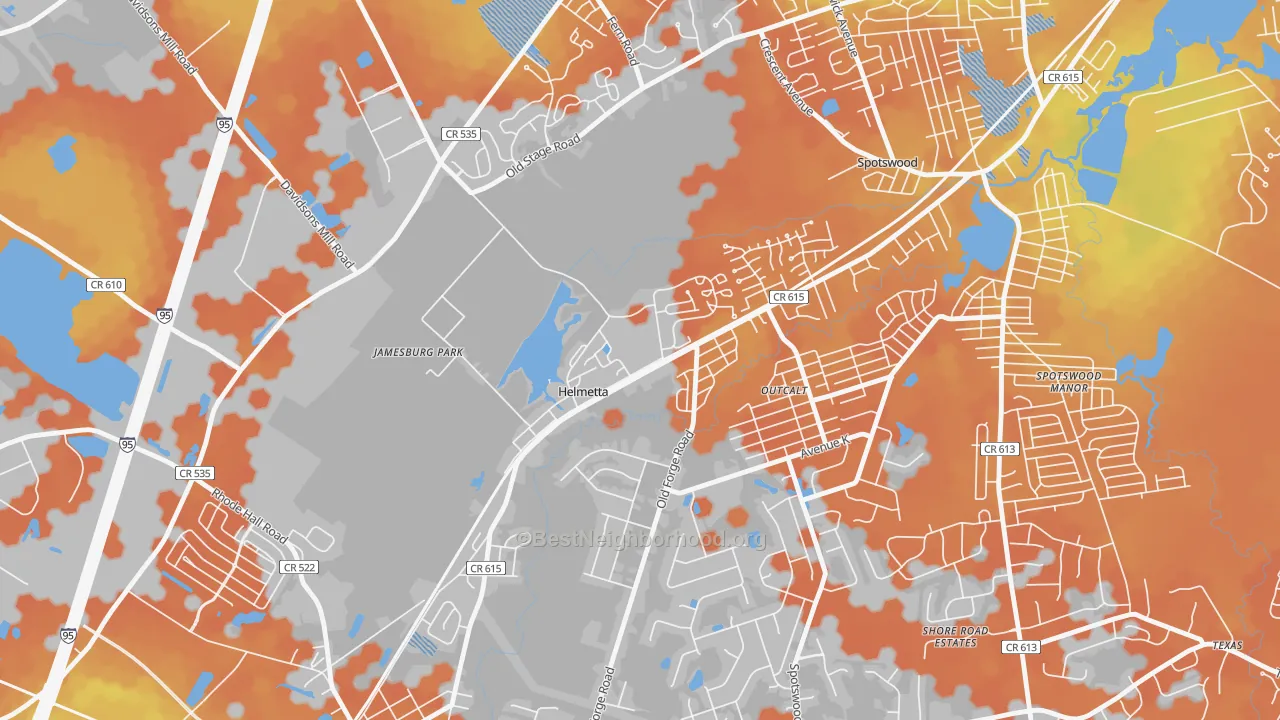 Bike Grade map of 08828, NJ