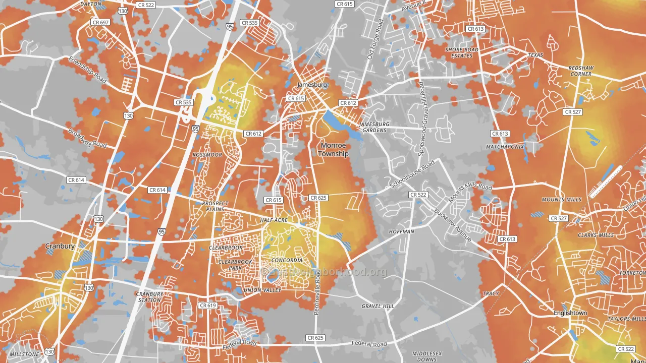 Bike Grade map of 08831, NJ