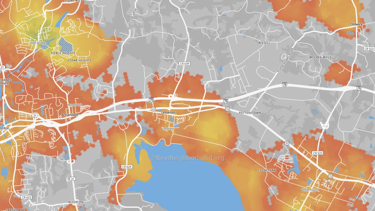 Bike Grade map of 08833, NJ