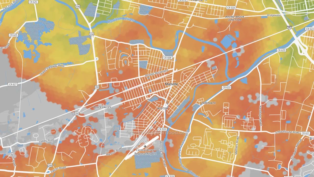 Bike Grade map of 08835, NJ