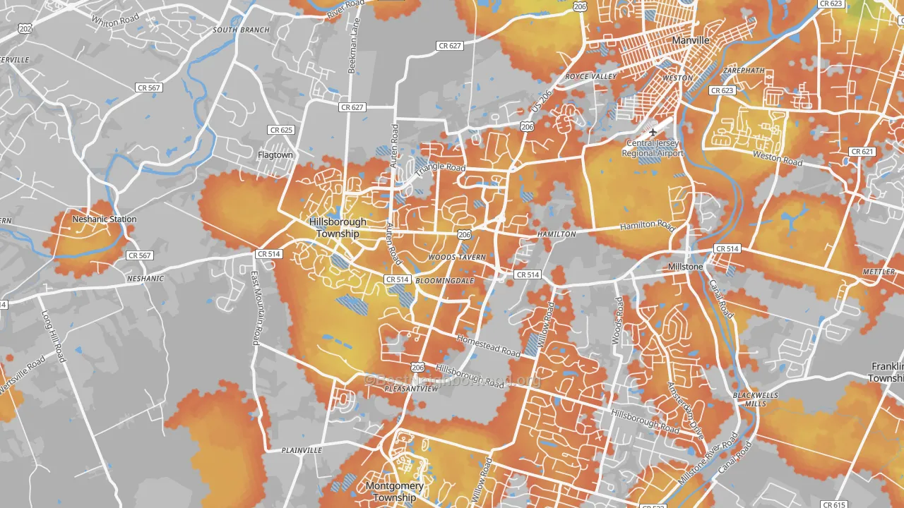 Bike Grade map of 08844, NJ