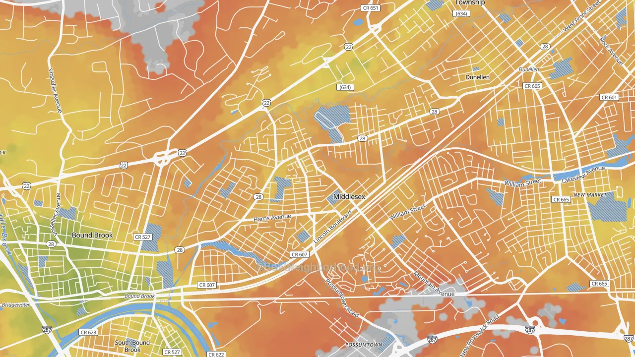 Bike Grade map of 08846, NJ