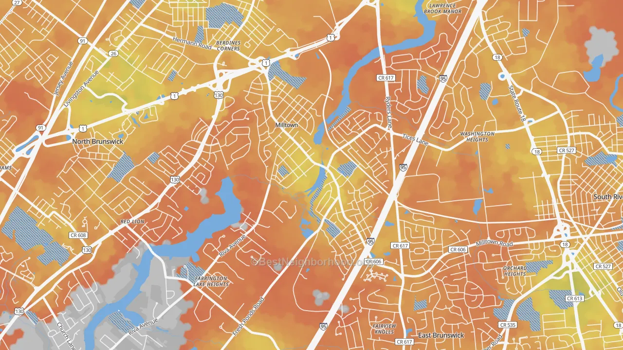 Bike Grade map of 08850, NJ