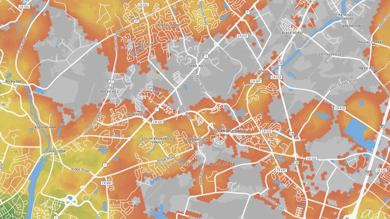 Bike Grade map of 08852, NJ