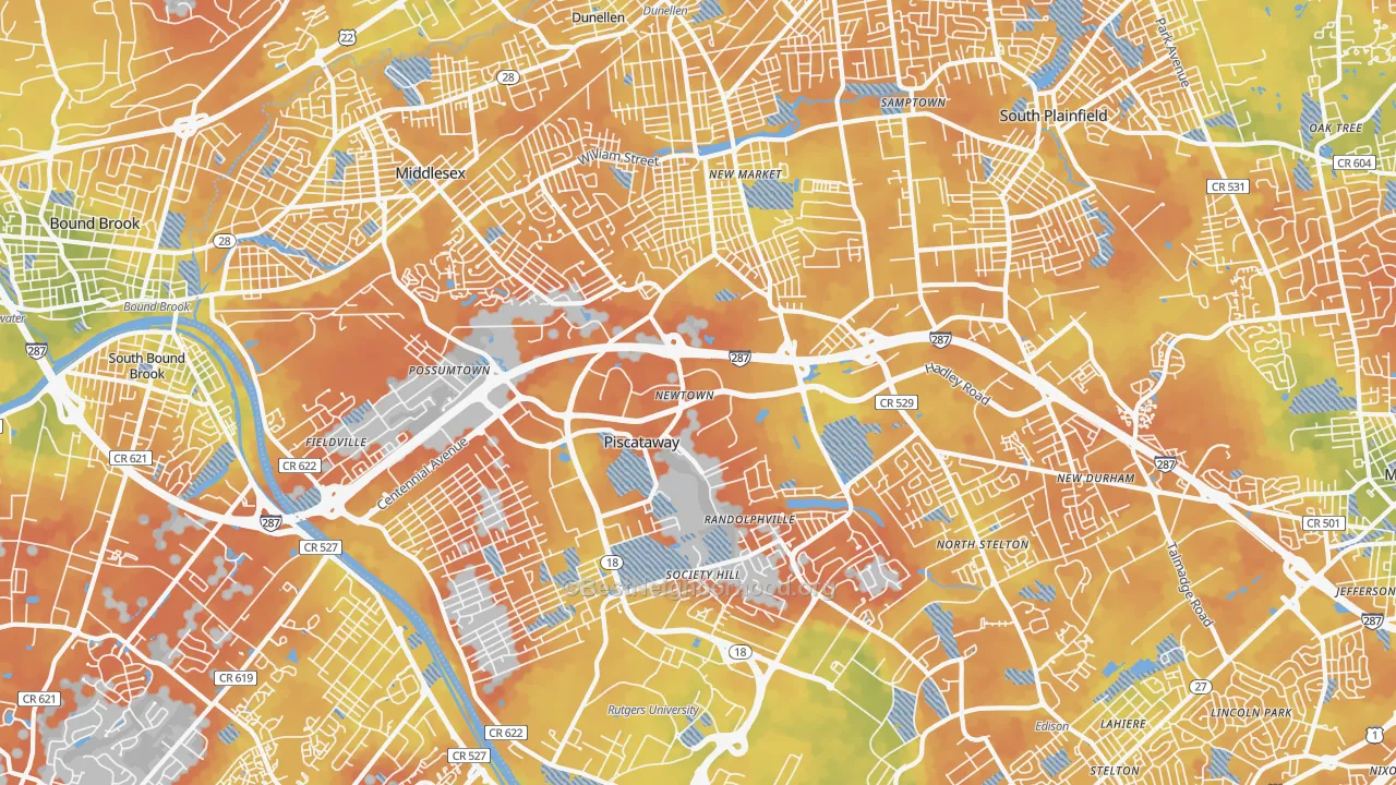 Bike Grade map of 08854, NJ
