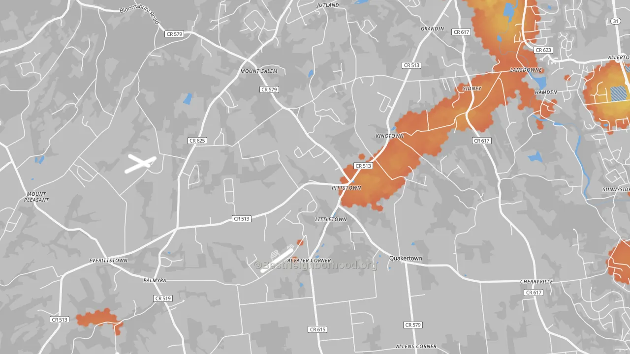 Bike Grade map of 08867, NJ