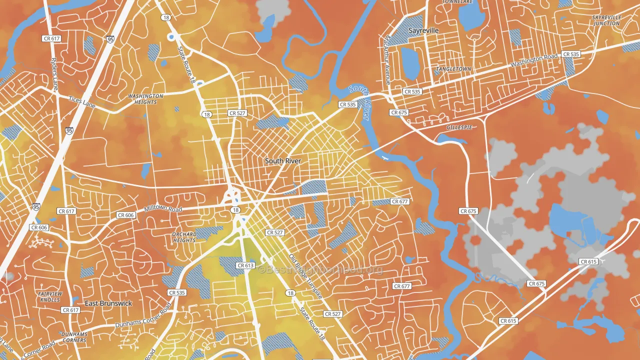 Bike Grade map of 08882, NJ