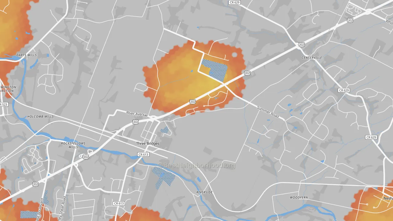 Bike Grade map of 08887, NJ