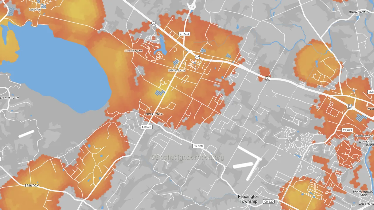 Bike Grade map of 08889, NJ