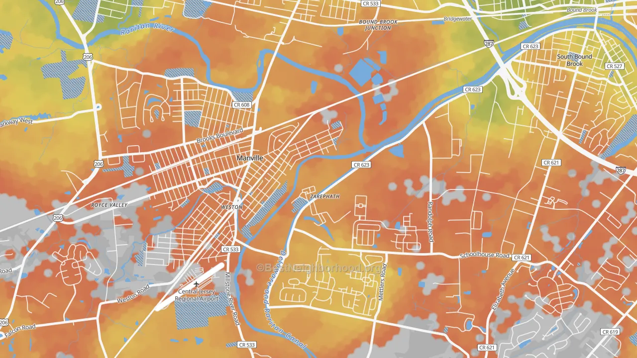 Bike Grade map of 08890, NJ