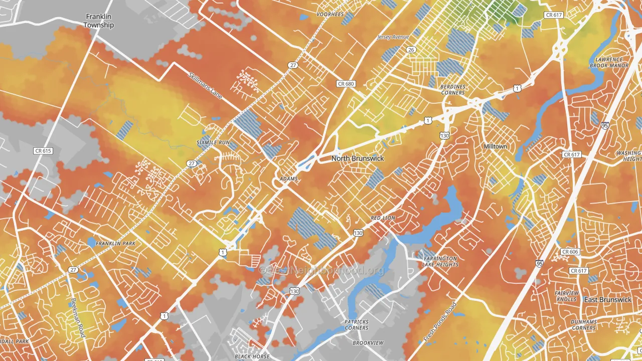 Bike Grade map of 08902, NJ