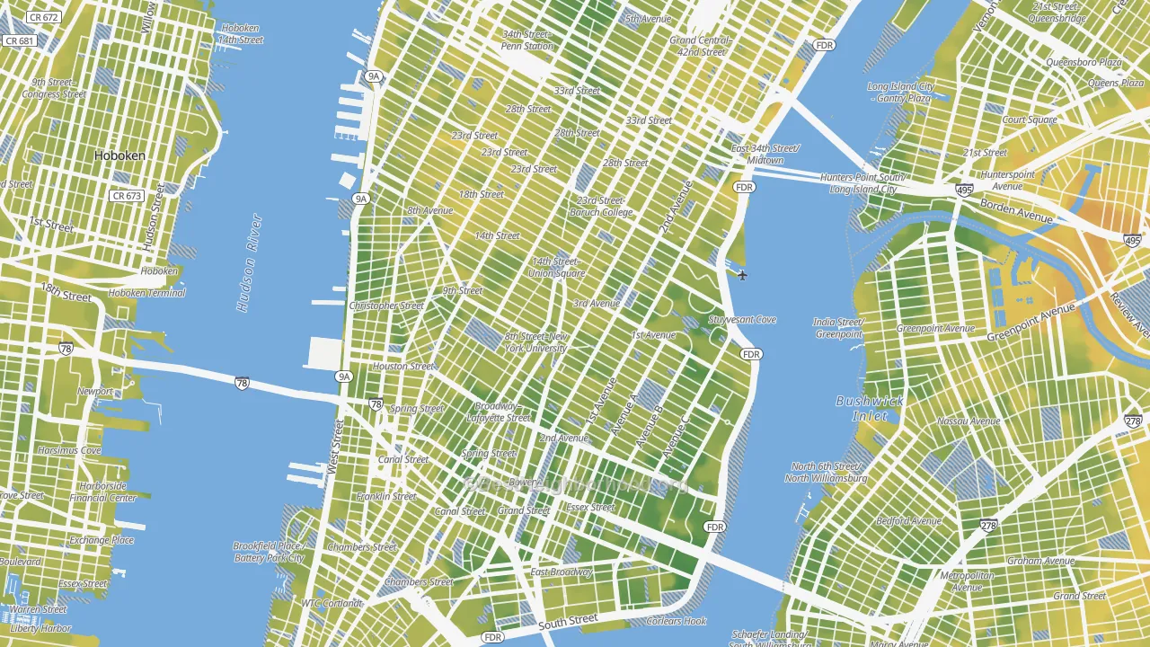 Bike Grade map of 10003, NY