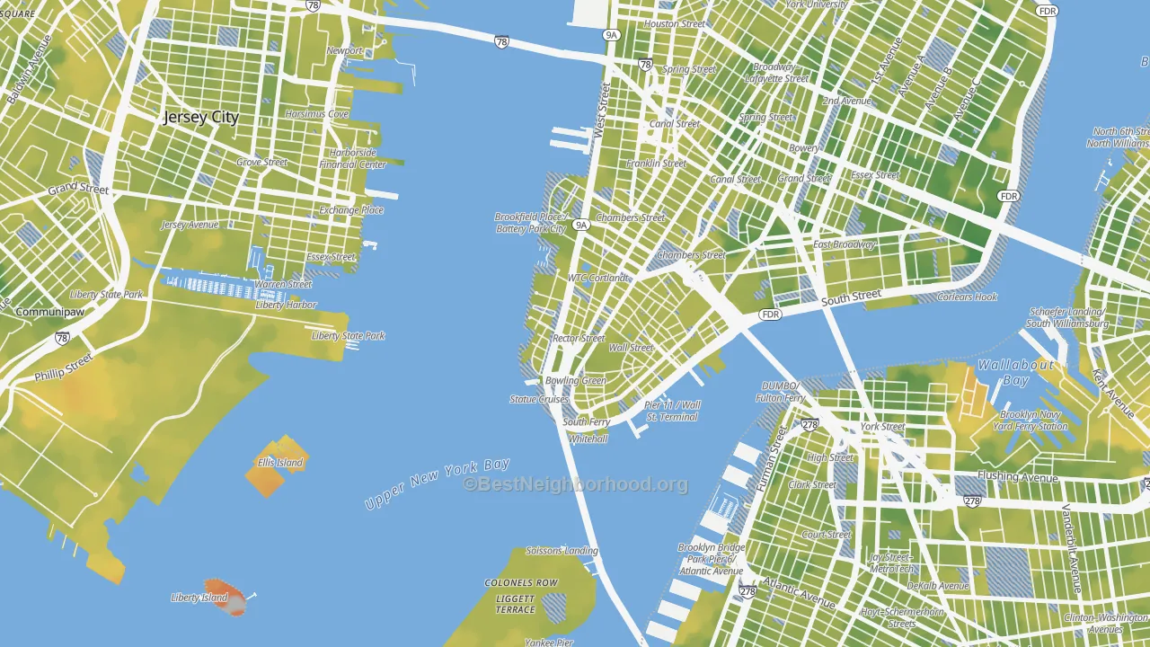 Bike Grade map of 10006, NY