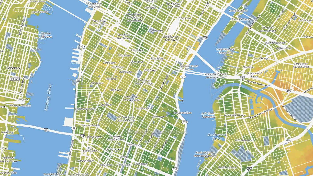 Bike Grade map of 10010, NY