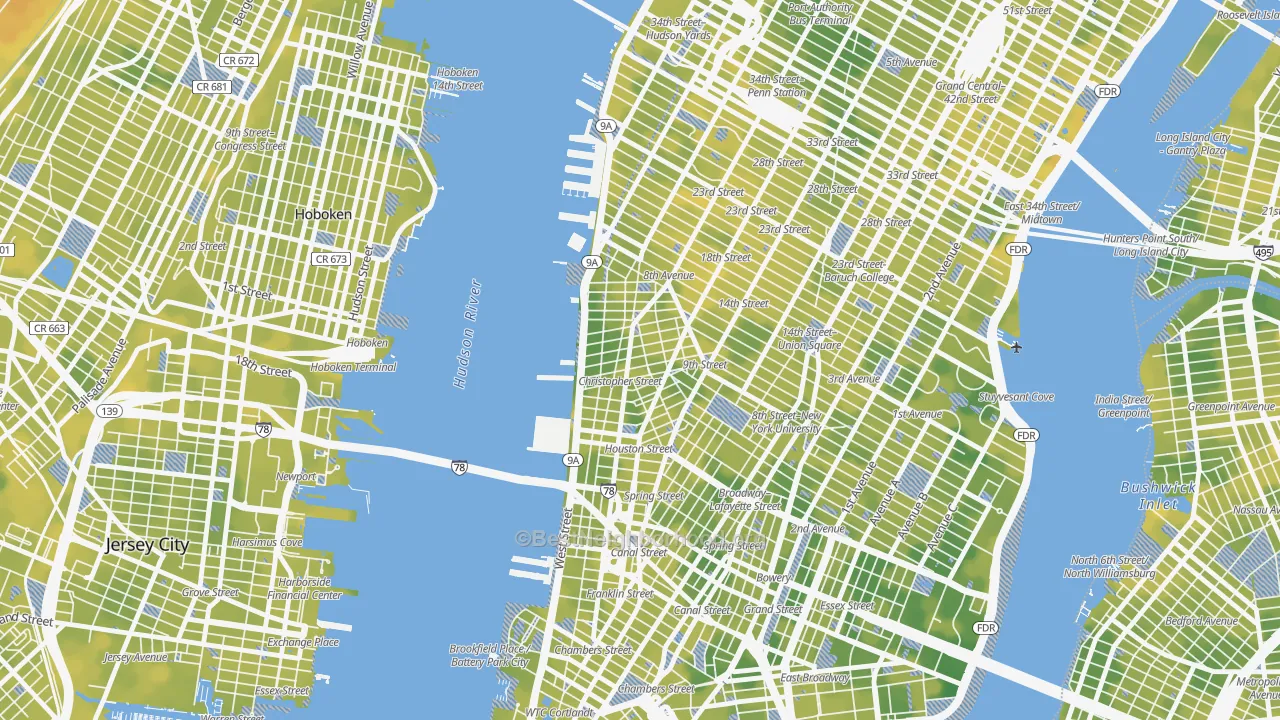 Bike Grade map of 10014, NY