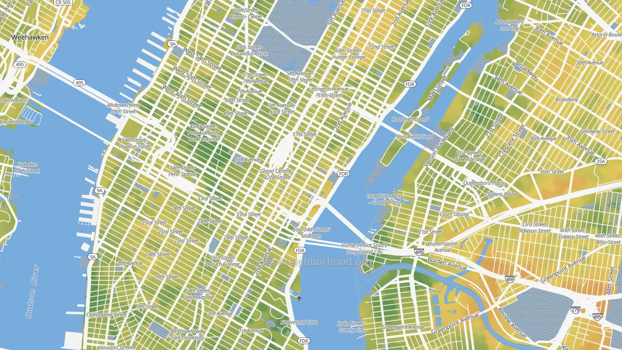 Bike Grade map of 10017, NY