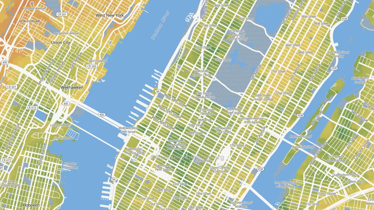 Bike Grade map of 10019, NY