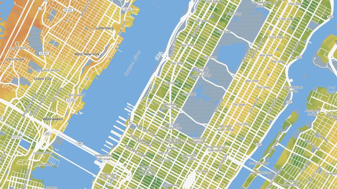 Bike Grade map of 10023, NY