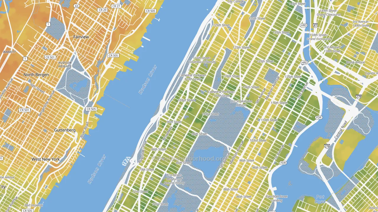 Bike Grade map of 10025, NY