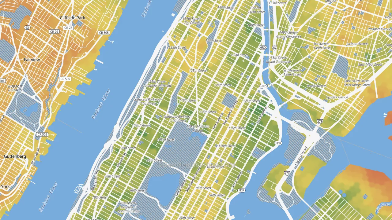 Bike Grade map of 10026, NY