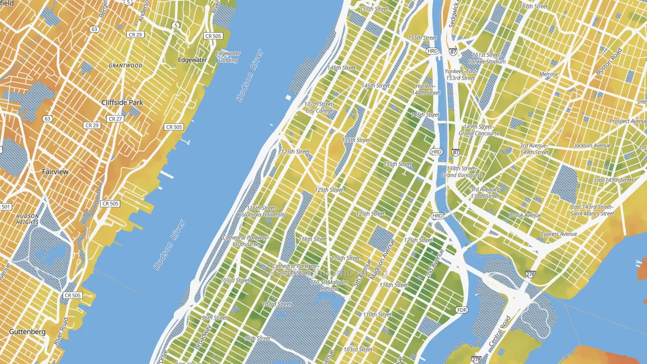 Bike Grade map of 10027, NY