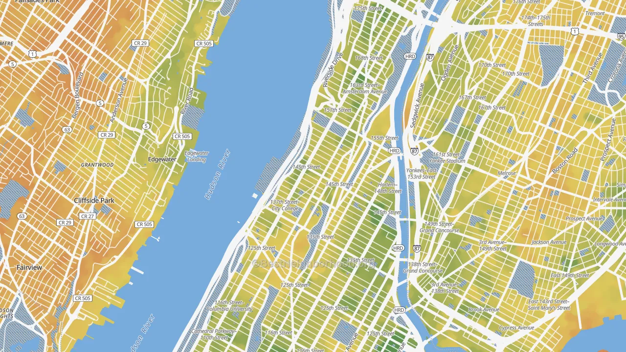 Bike Grade map of 10031, NY